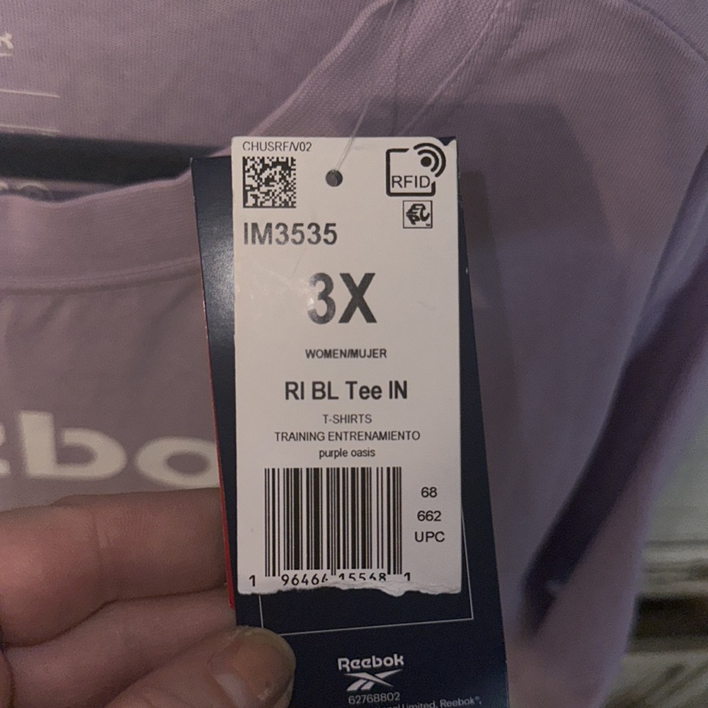 NWT Reebok lavender t shirt short sleeves training shirts size three x nice - Picture 3 of 6